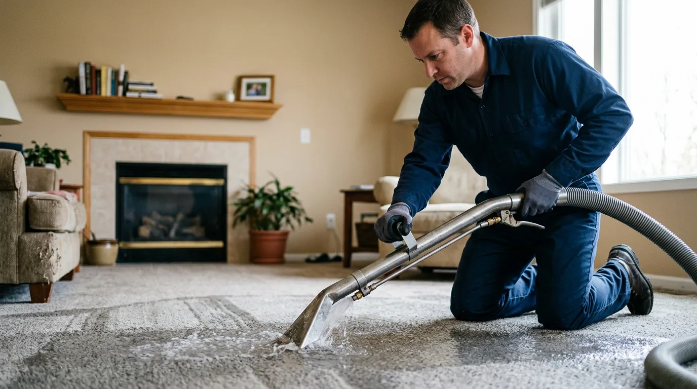 Water damage restoration technician working near Olive Branch, IL